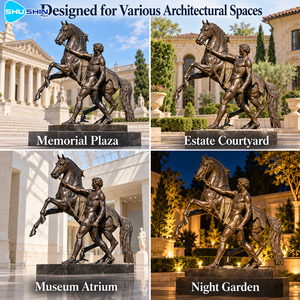 Sculpture en bronze homme <span class=keywords><strong>et</strong></span> <span class=keywords><strong>cheval</strong></span> grandeur nature, statue classique personnalisée pour musée, place publique, parc, hôtel, jardin, centre d'art, cour. - Product Image 2