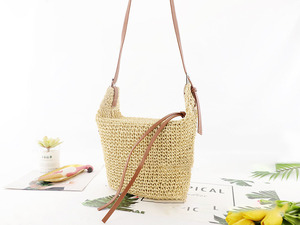 Bolso de paja trenzado para mujer, bandolera de hombro informal con forma de Dumplings, bolso de viaje bohemio para vacaciones de verano - Product Image 5