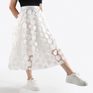 Jupes en tulle à pois au design 3D rétro gothique pour femmes, collection Printemps-Été 2026, taille haute élastique, longueur midi, style <span class=keywords><strong>tutu</strong></span> - Product Image 2
