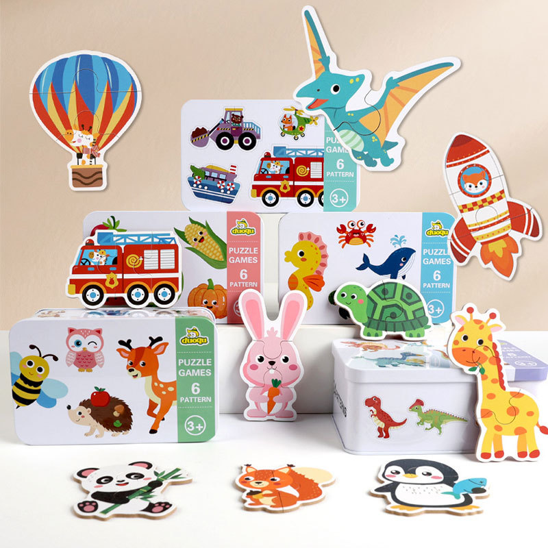 Baby Wooden Puzzles Montessori Animal Cognitive