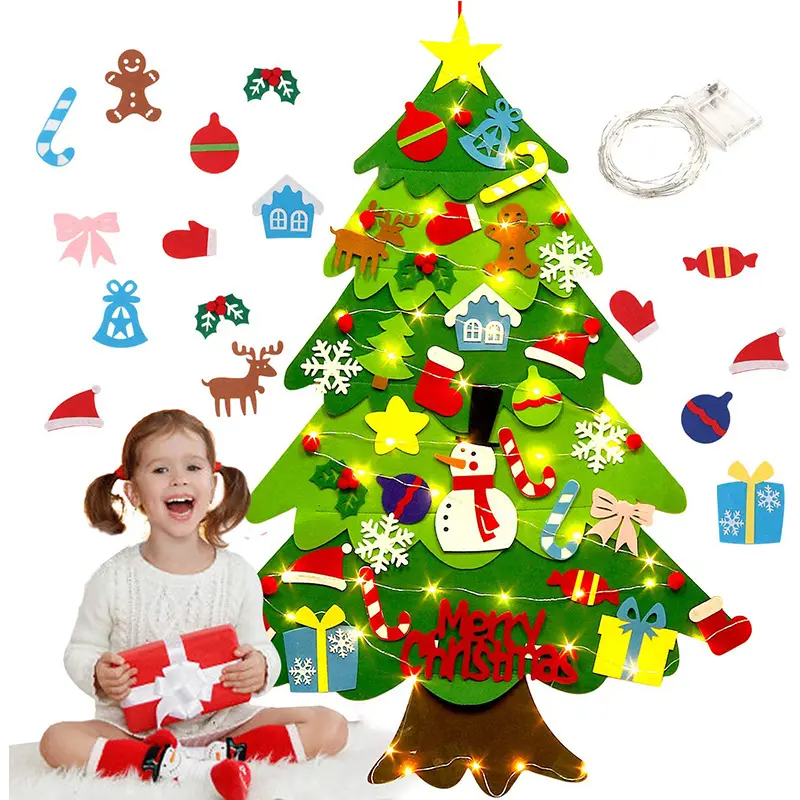 On Sale Kids New Year Handmade Small Door Wall Hanging Decorations Mini Xmas Ornaments Gifts DIY Felt Christmas Tree