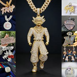 Collier Hip Hop pour Homme, Pendentif Personnalisé Lettre ou Chiffre, en Argent Sterling 925, Diamant Moissanite VVS, avec Initiale, Nom ou Logo - Product Image 2