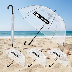 Parapluie transparent de haute qualité pour l'extérieur, résistant au vent, avec logo pour la promotion publicitaire, vente en gros - Product Image 2