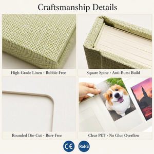 <span class=keywords><strong>Album</strong></span> <span class=keywords><strong>photo</strong></span> en lin pour 40 photos, fenêtre carrée, pochettes PET pour impressions verticales de 6 pouces, taille personnalisée, décoration intérieure - Product Image 3