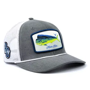 قبعة بيسبول مخصصة قماش شبكي من البولي كاب رياضي للأسماك ولعب الجولف قبعة للشباب من الخلف