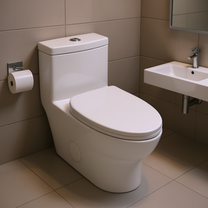 Inodoro de Cerámica de Una Pieza, Taza Alargada, Doble Descarga, Sifón, 1.28-1.6 GPF, Montaje en Suelo, Diseño Contemporáneo - Product Image 2