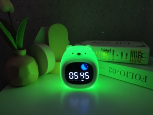 Bonito Urso Pequeno Silicone Night Light Tabletop Lâmpada Perfeito Sleep Training Sound Machine Baby Companion Mesas Despertador - Product Image 4