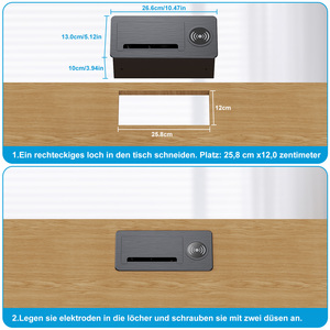 Enchufe <span class=keywords><strong>de</strong></span> Corriente para Escritorio <span class=keywords><strong>de</strong></span> Aluminio con Extensión Oculta en el Tablero, con Tapa Abatible y Enchufe <span class=keywords><strong>de</strong></span> Carga Inalámbrica Integrado - Product Image 4