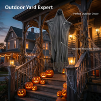 Décoration d'Halloween suspendue de 200 cm, fantôme gris à robe déchirée, squelette de la mort avec bras flexibles pour jardin extérieur et maison hantée