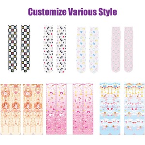 Thấp Moq Chất Lượng Cao Thoáng Khí Hoa In Kỹ Thuật Số Mềm Lolita Quá Khổ Tùy Chỉnh 3D Thiết Kế Vật Liệu Nylon Hơn Đầu Gối Vớ Cao - Product Image 2