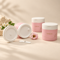 Pot en PP XINKAI 100g 150g, Contenant cosmétique à couvercle rabattable avec cuillère, Pot vide pour masque facial et beurre corporel