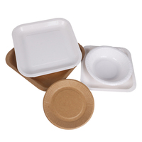 Assiettes en papier rondes biodégradables blanches et brunes Printon 9 pouces, 7 pouces, 6 pouces, vaisselle jetable en papier