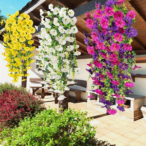 Enredaderas Artificiales de Gloriosas de la Mañana, Resistentes a los Rayos UV, Flores Colgantes para Decoración Exterior - Product Image 1
