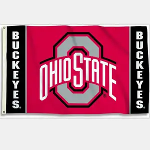 Benutzer definierte 3x5-Fuß Team Farbe NCAA Ohio State Flag mit Ösen