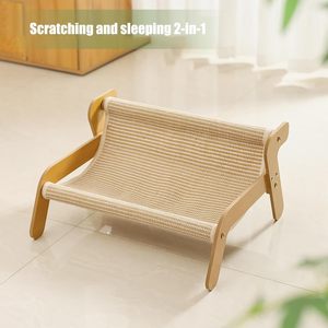 Griffoir pour chat en bois, résistant à l'usure, avec tapis en sisal, structure d'escalade, transat et chaise en sisal pour chats - Product Image 2