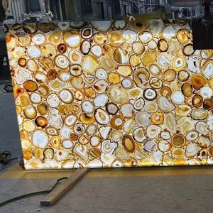 Dalles de pierre semi-précieuse naturelle de luxe, de différentes couleurs, rétroéclairées, en agate, grandes dalles pour la décoration intérieure des hôtels et des maisons - Product Image 3