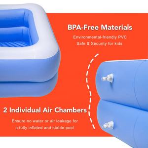 Bañera inflable personalizada para niños, <span class=keywords><strong>piscina</strong></span> de bolas, dos anillos, azul y blanco, PVC, familiar - Product Image 5