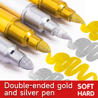 Stylos marqueurs métalliques permanents et imperméables pour peinture DIY sur verre, tasses, pierres, papier à dessin, double pointe, couleur argent et or, 2 mm, pour artistes, vente en gros, personnalisables, direct usine