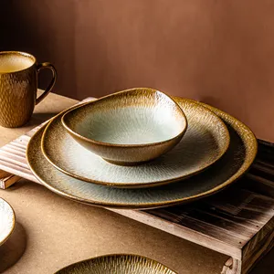 WEIYE Hochwertige Keramik platte Hotel Restaurant Abendessen Geschirr dickes haltbares Porzellan maßge schneiderte Platte für Restaurant