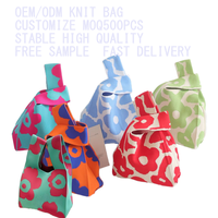Sac fourre-tout décontracté en tricot pour femme, haute qualité, tricot épais en polyester, mignon, avec bandoulière chaîne, deux poignées, ouvert, sac de poignet de luxe