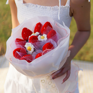 Tendencias 2026, Lujo, Hilo de Lana Realista al Tacto, Hecho a Mano, DIY, Ganchillo, Flor Eterna de Fresa y Margarita, Productos Terminados - Product Image 1