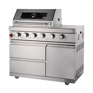 Luxury Garden Outdoor Kitchen Furniture Frame Stainless Steel Natural Gas Korean <strong>BBQ</strong> Grill Table Gas Food Truck Barbecue Grills - Product Image 1