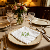 Serviettes en tissu brodées avec logo personnalisé de luxe, serviettes de table en lin pour table à manger, mariage, hôtel, restaurant, décoration