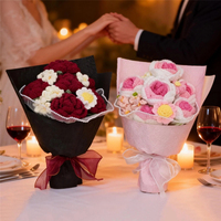Bouquet de fleurs artificielles au crochet, cadeau pour la fête des mères, Noël, le Nouvel An, un anniversaire, un anniversaire de mariage - Matériel en coton pour filles