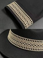LEIXUSI 3,5 cm Bordure en dentelle trapézoïdale à fil doré, broderie soluble dans l'eau, accessoires de costume ethnique, garniture de vêtement