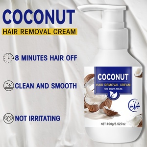 Crème dépilatoire à base de plantes de noix de coco pour femmes 100G 8 minutes Dépilatoire rapide Parfum frais de noix de coco Visage Corps Tous types de peau Apaisante - Product Image 4
