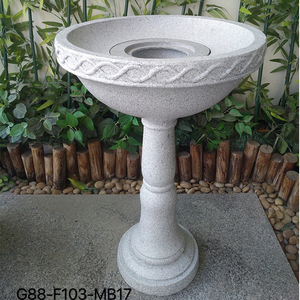 Mangeoire pour oiseaux en pierre artificielle, 30 cm, Fontaine à eau décorative avec panneau solaire et pompe - Product Image 4
