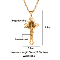 Support Oem/Odm Vintage Gothique Croix Pendentif Religieux Saint Benoît Collier Chrétien Jésus Crucifix Croix Collier