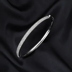 De Hip Hop Fine Jewelry Sterling Silver VVS Round Moissanite Lab Grown Diamond S925 Bracelet Bangles for Women Men with GRA