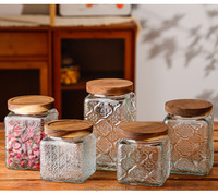 Vente en gros Récipient de stockage des aliments en verre écologique moderne Thé Grain de café Snack Jar Couvercle scellé Cuisine Multifonctionnel