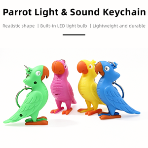 Mini Llavero de Plástico 3D con Forma de Loro, Luz LED y Sonido, Llavero con Linterna y Voz para Regalos - Product Image 1