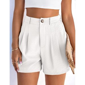Shorts plissés taille haute pour femme FOXA en coton Oxford respirant, décontractés pour l'été, la plage et les vacances - Product Image 6