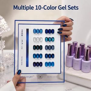 Suuseegel Gel magnétique effet œil de chat à perles de verre, plusieurs ensembles de 10 couleurs, Bleu Klein, Gel UV Soak Off pour salon de manucure, Vente en gros - Product Image 1