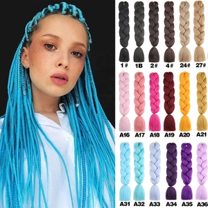 <span class=keywords><strong>Trenzas</strong></span> <span class=keywords><strong>Africanas</strong></span> Grandes de Alta Temperatura, Dreads de Doble Trama de 24 Pulgadas, Peluca Trenzada Monocromática, Cabello Trenzado Jumbo - Product Image 2