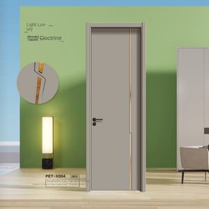 Porte d'entrée intérieure de chambre à coucher moderne en bois massif imperméable avec des caractéristiques insonorisées et antivol - Product Image 4