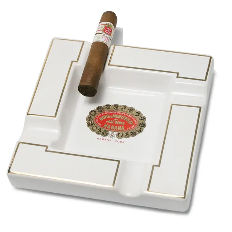 Posacenere per sigari in ceramica quadrata bianca di alta qualità RTS 20cm x 20cm x 3.5cm