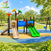 Ensemble de jeu pour enfants avec toboggan, tunnel, balançoire, siège pour tout-petit, toit fleuri et dôme d'observation pour jardin, cour arrière et parc