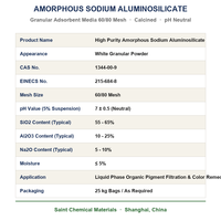 Support adsorbant en aluminosilicate de sodium amorphe de haute pureté, maille 60/80, pH neutre, pour la filtration des pigments organiques en phase liquide