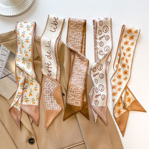 卸売88x7cmツイYナローエッジシルクポリスカーフカスタム香水小さな長い冬のスカーフデザイン - Product Image 3