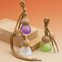 Nouveau modèle – Flacon vide de 8 ml pour parfum de voiture, en verre dépoli conique avec couvercle en bois, diffuseur d'huiles essentielles, populaire pour la voiture