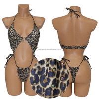 S676 Une Pièce Sexy Strass Bikini Imprimé Léopard Body Diamant Bikinis