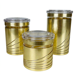 Boîte de conservation alimentaire hermétique en acrylique doré Jack Worth avec couvercle, pot à bonbons pour cuisine et garde-manger - Product Image 1