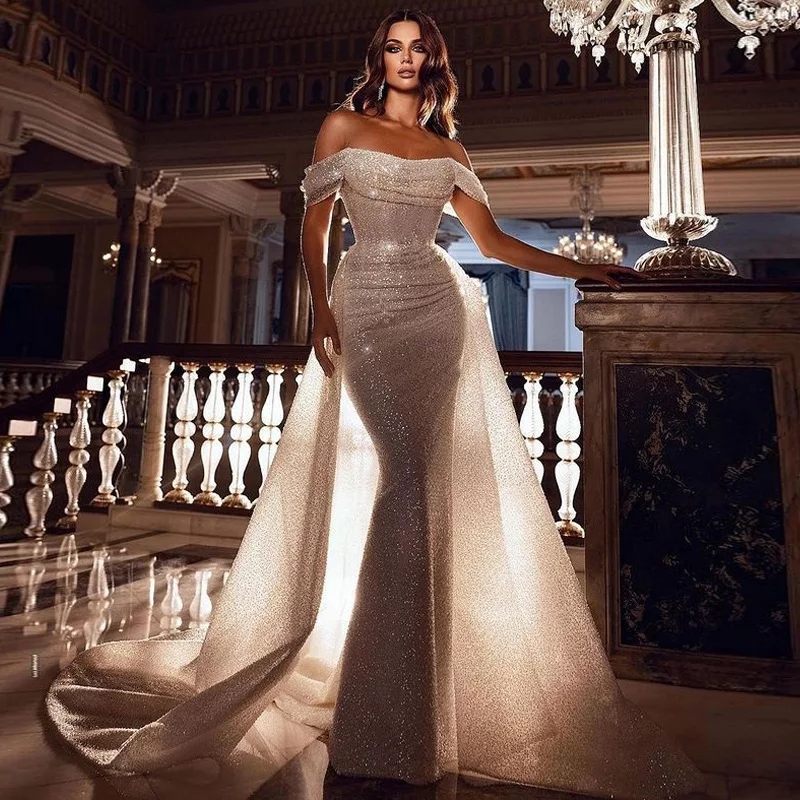 fit and flare beach wedding dress Designer Flowers Pearls Long Sleeve Beach Fit and Flare Bridal Dress main image 0