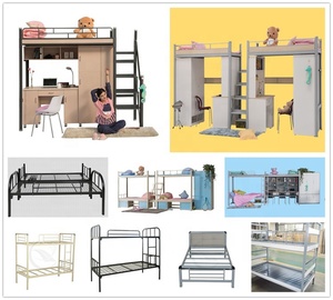<span class=keywords><strong>Lit</strong></span> <span class=keywords><strong>superposé</strong></span> professionnel en métal, chaise et bureau d'ordinateur, mobilier scolaire, dortoir, avec Table d'étude - Product Image 3