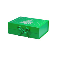 Boîte cadeau de Noël de luxe personnalisée, boîte en carton rigide pliable magnétique avec ruban, écologique et recyclable