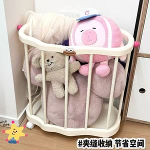 Portable Clothing Organizer Cream Color Round Shape With Wheels For Laundry Storage Bathroom Use - Product Image 4